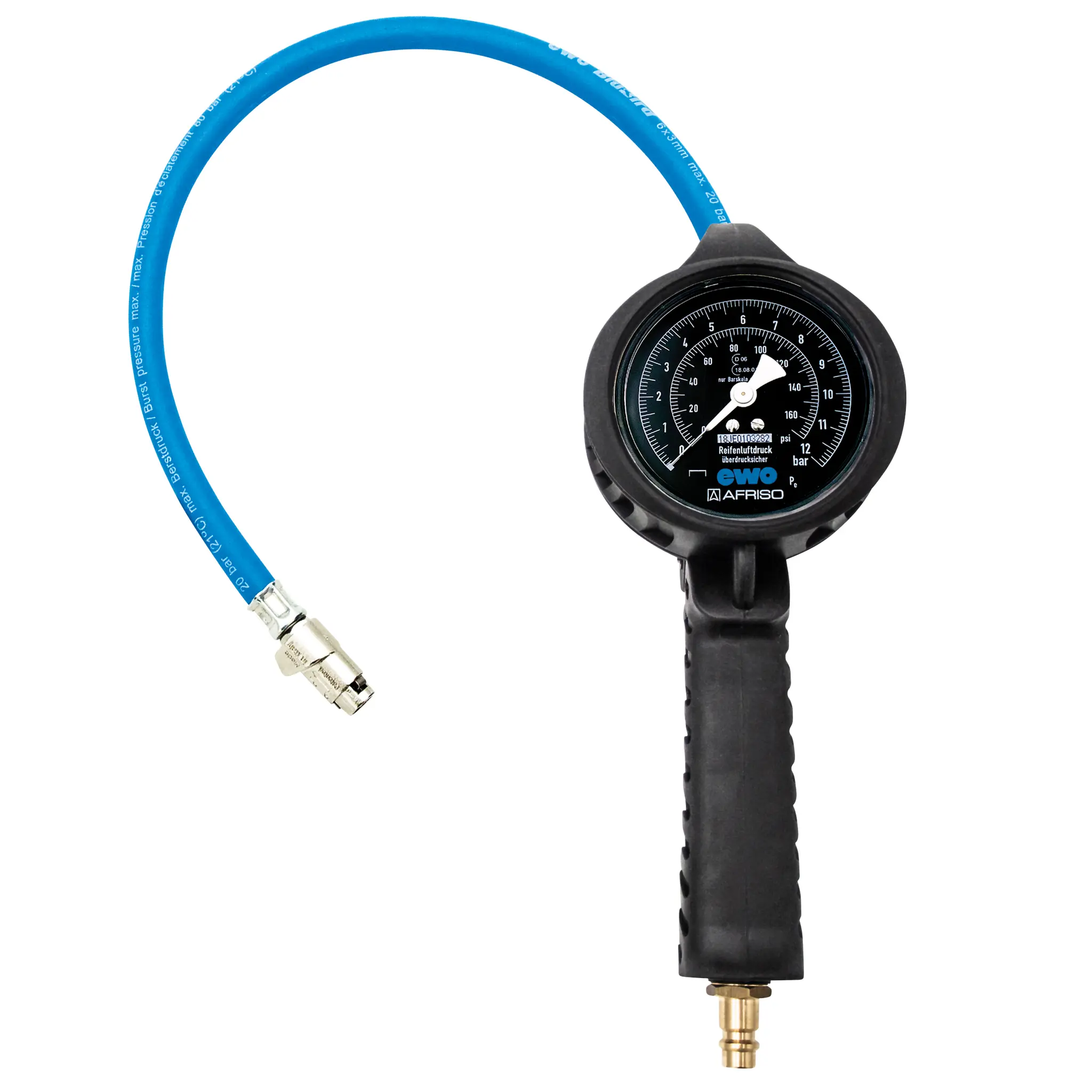 Produktfoto 1 von EWO 245.274, Handreifenfüllmesser airstar, Quick-Stecker, Druckbereich 0–12 bar