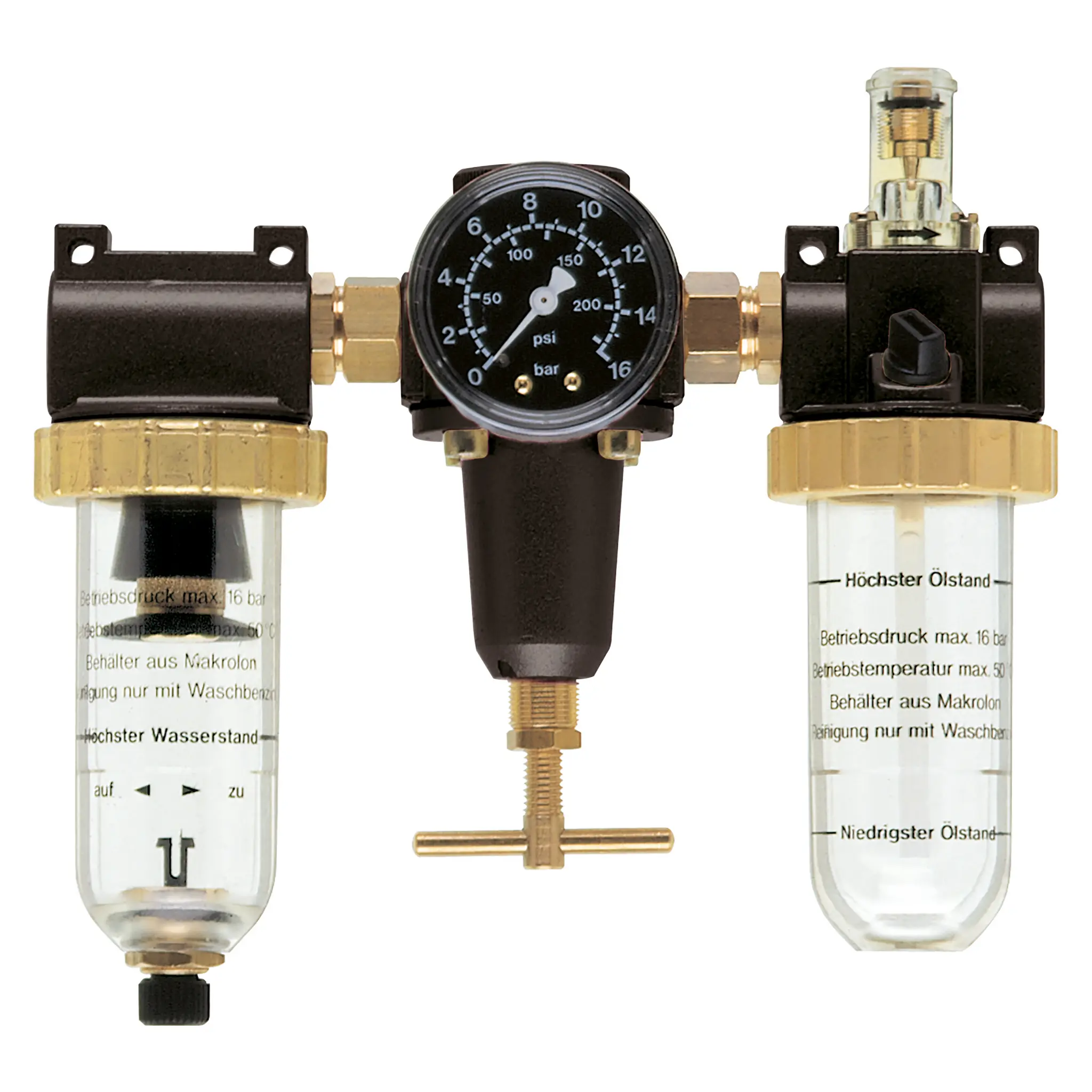Produktfoto 1 von EWO 334.35S, 3er–Wartungseinheit standard, BG 40, G⅜, 0,5–10 bar, Handabl.