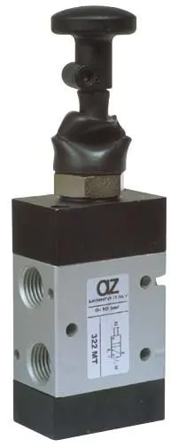 Produktfoto 1 von AZ Pneumatica 322 MT, Wegeventil 3/2 1/4" Taster, Federrückstellung