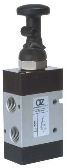 Produktfoto 1 von AZ Pneumatica 322 TT, Wegeventil 3/2 1/4" Taster, 2 Stellungen, SKU: 01.067.4