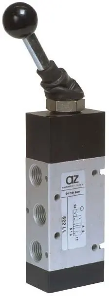Produktfoto 1 von AZ Pneumatica 522 LL, Kolbenschieber-Wegeventil, 5/2 1/4" Kipphebel, 2 Stellungen