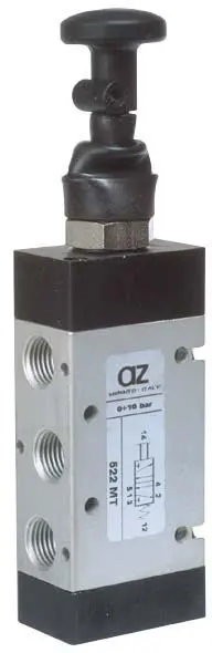 Produktfoto 1 von AZ Pneumatica 522 MT, Wegeventil 5/2 1/4" Taster, Federrückstellung