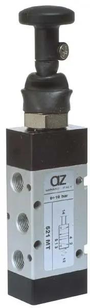 Produktfoto 1 von AZ Pneumatica 521 MT, Wegeventil 5/2 1/8" Taster, Federrückstellung