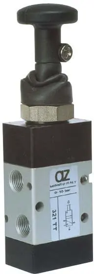 Produktfoto 1 von AZ Pneumatica 321 TT, Wegeventil 3/2 1/8" Taster, 2 Stellungen, SKU: 00.068.4