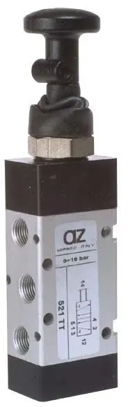 Produktfoto 1 von AZ Pneumatica 521 TT, Wegeventil 5/2 1/8" Taster, 2 Stellungen, SKU: 00.069.4
