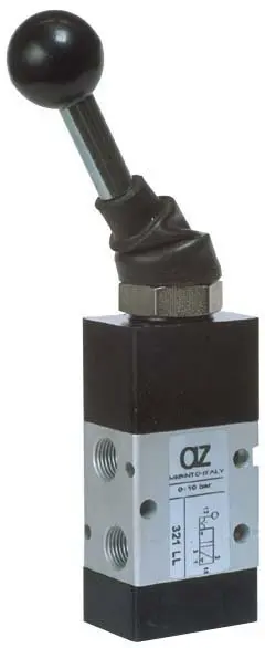 Produktfoto 1 von AZ Pneumatica 321 LL, Kolbenschieber-Wegeventil, 3/2 1/8" Kipphebel, 2 Stellungen