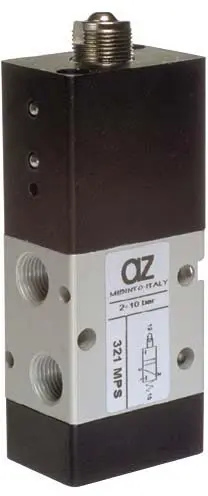 Produktfoto 1 von AZ Pneumatica 321 MPS, Wegeventil 3/2 1/8" NC Stößel, Federrückstellung