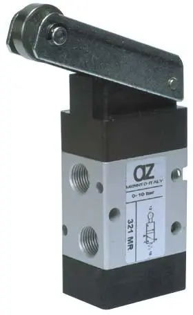 Produktfoto 1 von AZ Pneumatica 321 MR, Wegeventil 3/2 1/8" Rollenbetätigung, Federrückstellung