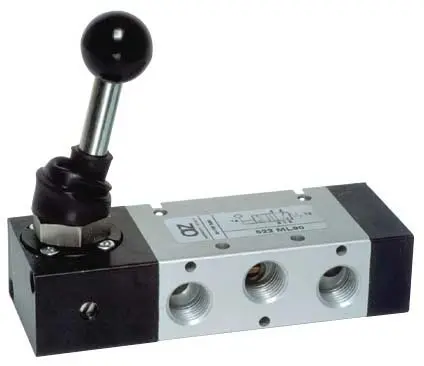 Produktfoto 1 von AZ Pneumatica 522 ML90, Wegeventil 5/2 1/4" Handhebel, Federrückstellung