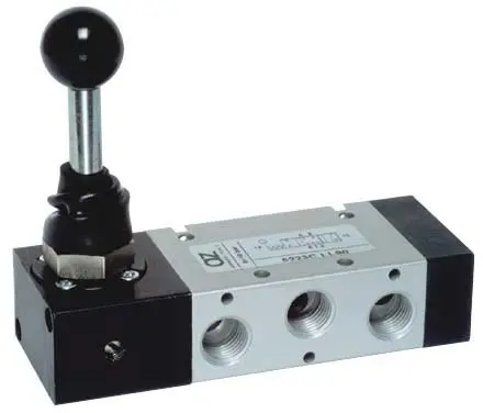 Produktfoto 1 von AZ Pneumatica 5223P LL90, Wegeventil 5/3 1/4" belüftet, Handhebel, 3 Stellungen