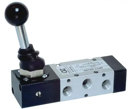 Produktfoto 1 von AZ Pneumatica 5213P LL90, Wegeventil 5/3 1/8" belüftet, Handhebel, 3 Stellungen