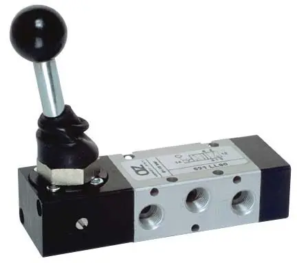 Produktfoto 1 von AZ Pneumatica 521 LL90, Wegeventil 5/2 1/8" Handhebel, 2 Stellungen