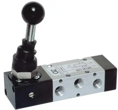 Produktfoto 1 von AZ Pneumatica 521 ML90, Wegeventil 5/2 1/8" Handhebel, Federrückstellung