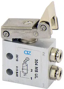 Produktfoto 1 von AZ Pneumatica 304 MS UL, Mikroventil 3/2 NC, ø4 mm, Rollenbetätigung