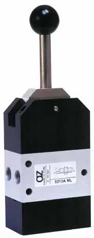 Produktfoto 1 von AZ Pneumatica 5213A ML, Wegeventil 5/3 1/8" entlüftet, Kipphebel, SKU: 00.151.4