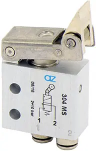 Produktfoto 1 von AZ Pneumatica 304 MS, Mikroventil 3/2 NC, ø4 mm, Rollenbetätigung, SKU: 08.033.4