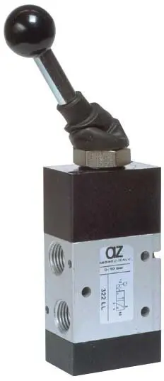 Produktfoto 1 von AZ Pneumatica 322 LL, Kolbenschieber-Wegeventil, 3/2 1/4" Kipphebel, 2 Stellungen