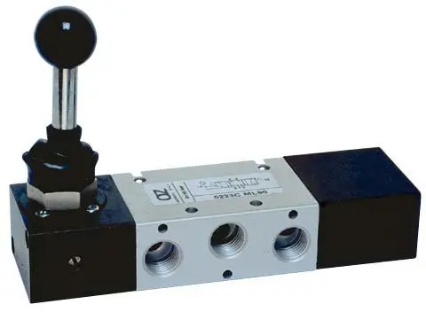 Produktfoto 1 von AZ Pneumatica 5223C ML90, Wegeventil 5/3 1/4" geschlossen, Handhebel
