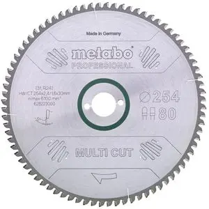 Produktfoto 1 von Metabo Kreissägeblatt Multi Cut, 254 x 30mm, 80 Zähne, MPN: 628223000