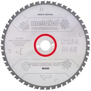 Produktfoto 1 von Metabo 628221000, Kreissägeblatt Precision Cut Wood Professional, 254 x 30mm, 48 Zähne