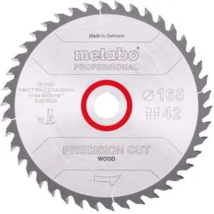 Produktfoto 1 von Metabo 628291000, Kreissägeblatt Precision Cut Wood Professional, 165 x 20mm, 42 Zähne