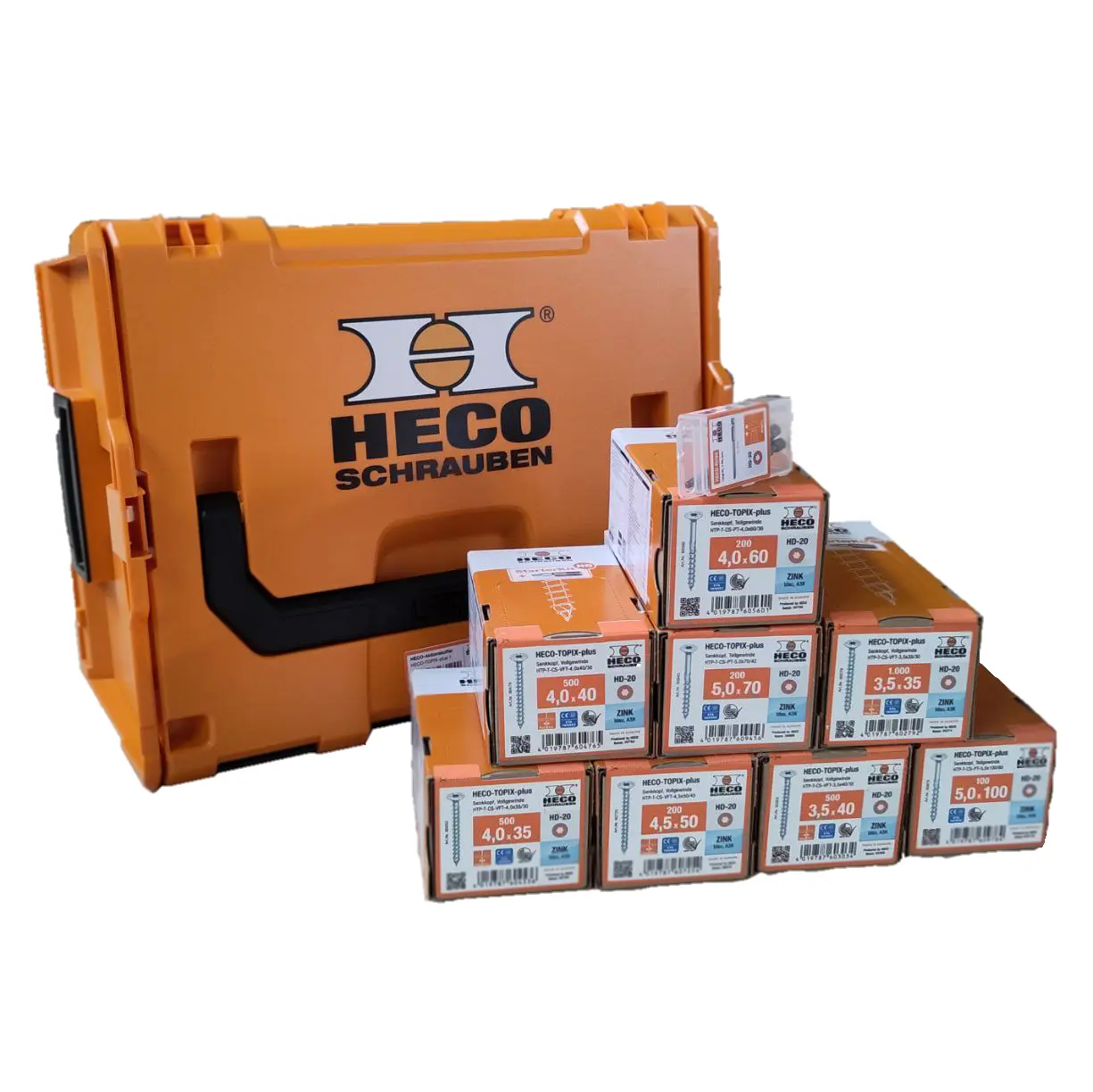 Produktfoto 1 von HECO 63124, BEGINNER-SET m. 3.200 diversen Spanplattenschrauben TOPIX-plus