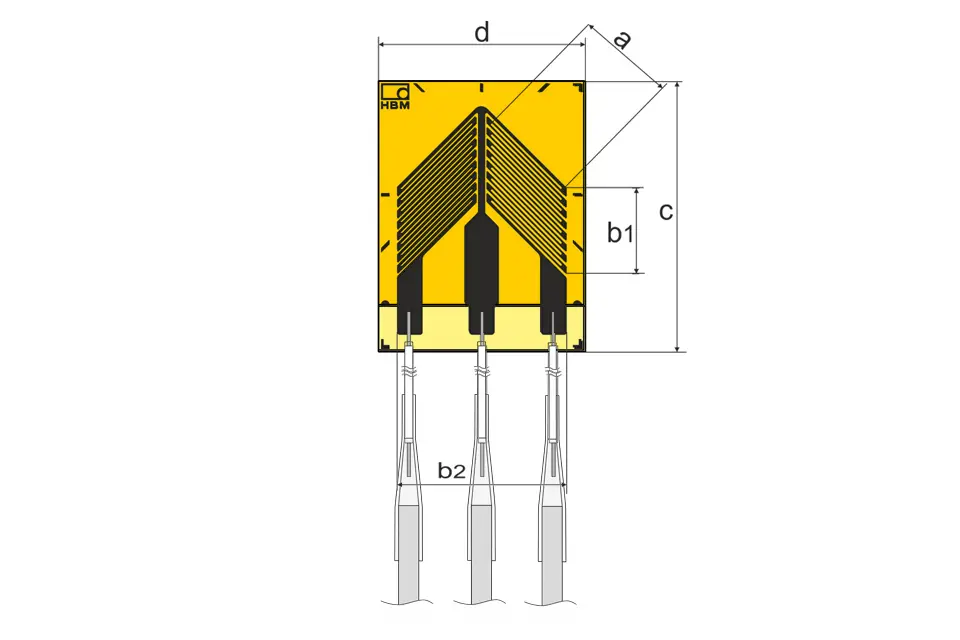 Produktfoto 1 von HBM Messtechnik DMS 6/350HE XY41, DMS mit Anschlusskabeln, P\n: 1-XY41-6/350H3