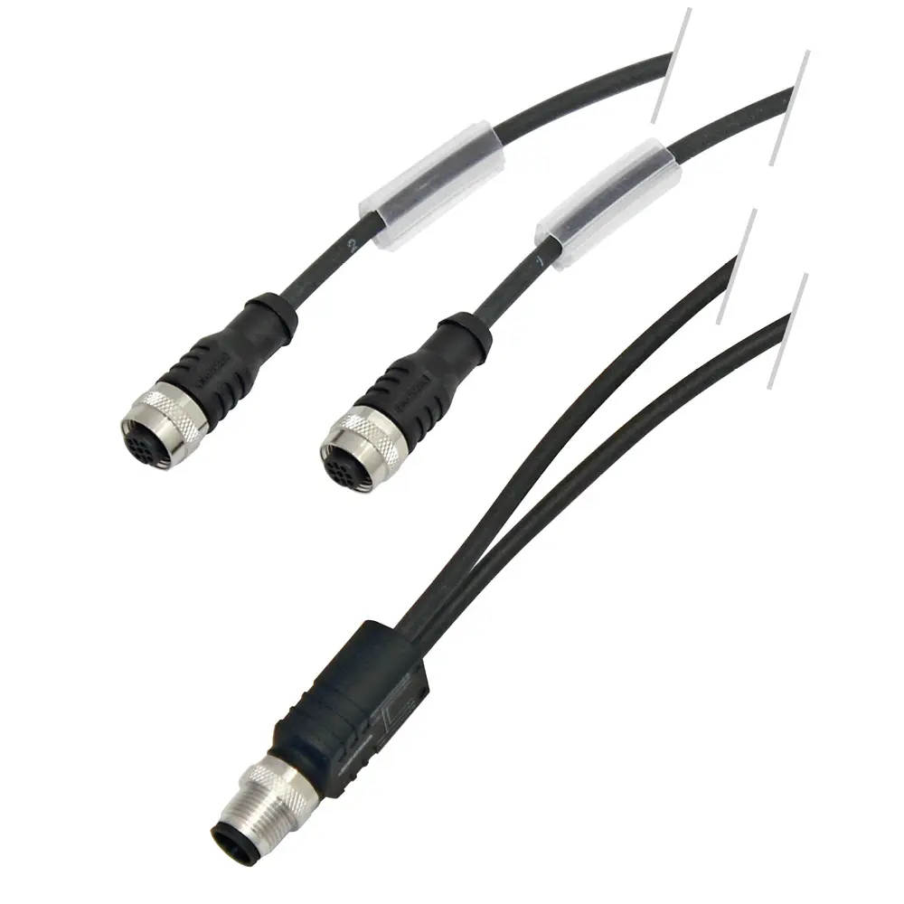 Produktfoto 1 von LED2WORK 200200-08, Y Verteiler M12 mit Kabelabgang (2x1m), A-kodiert