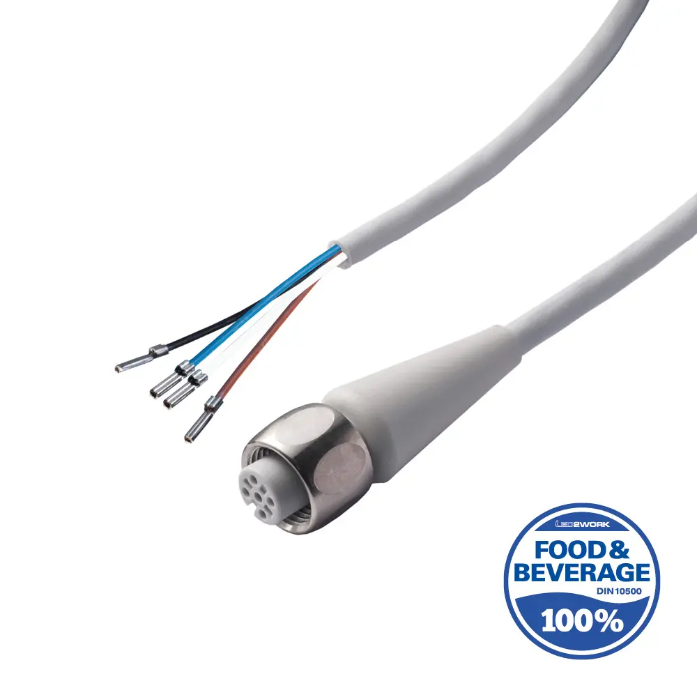 Produktfoto 1 von LED2WORK 201100-06, F+B Sensor Kabel, 10 m, offene Enden/M12 Buchse, A-kodiert, für 24V