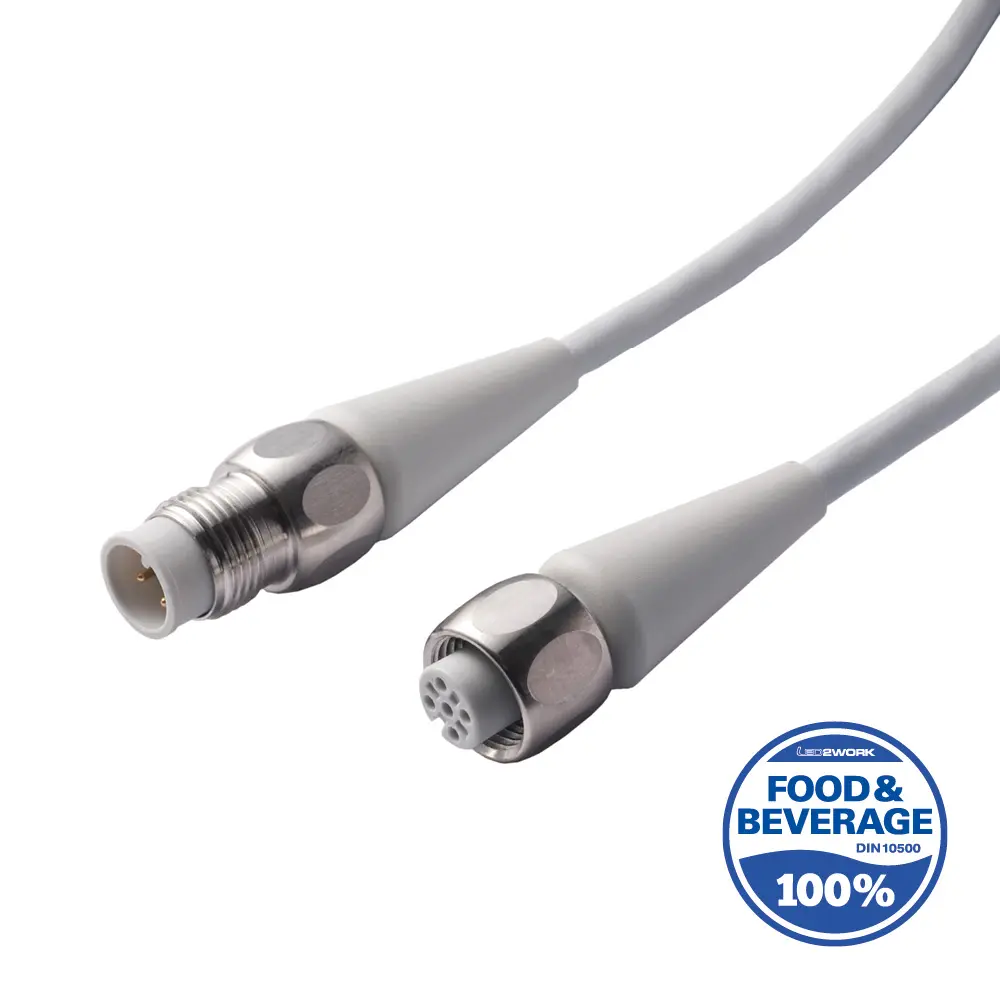 Produktfoto 1 von LED2WORK 201100-01, F+B Sensor Kabel, 5 m, M12 Stecker/M12 Buchse, A-kodiert, für 24V