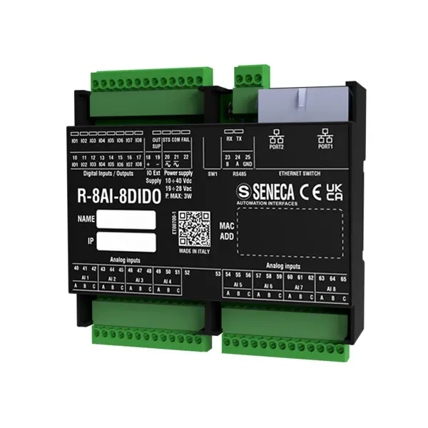 Produktfoto 1 von SENECA R-8AI-8DIDO-2, 8-CH AI, 8-CH DI/DO, ModBUS RTU/TCP-IP Modul
