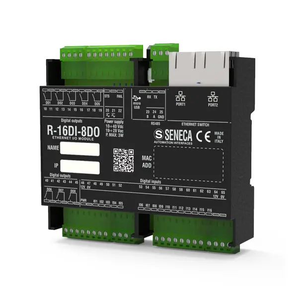 Produktfoto 1 von SENECA R-16DI-8DO, 16-CH DI / 8-CH DO Relais Modbus RTU/TCP-IP (2 ETH) Modul