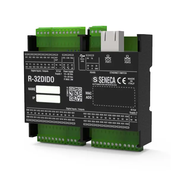 Produktfoto 1 von SENECA R-32DIDO-2-P, 32-CH Digitales E/A-Modul, Profinet, 2 Eth