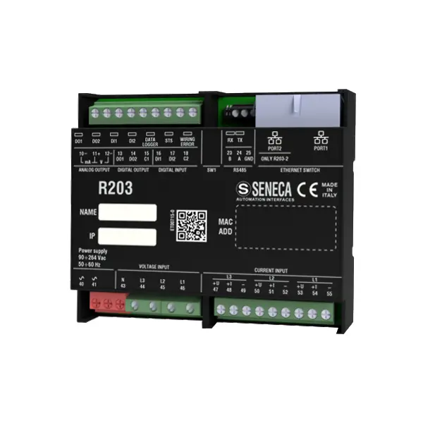 Produktfoto 1 von SENECA R203-2-L, 3-Phasen-Leistungsmesser, 2 Eth, ModBUS, 24Vdc