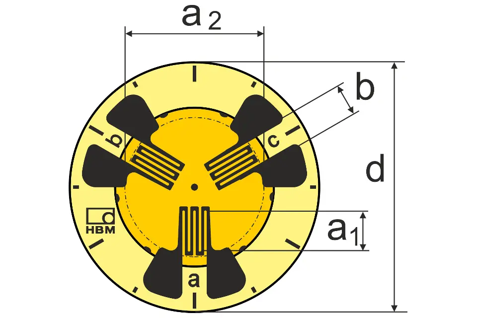 HBM Messtechnik DMS 6/120 RY77, Rosetten-DMS für die SA, P\n: 1-RY77-6/120