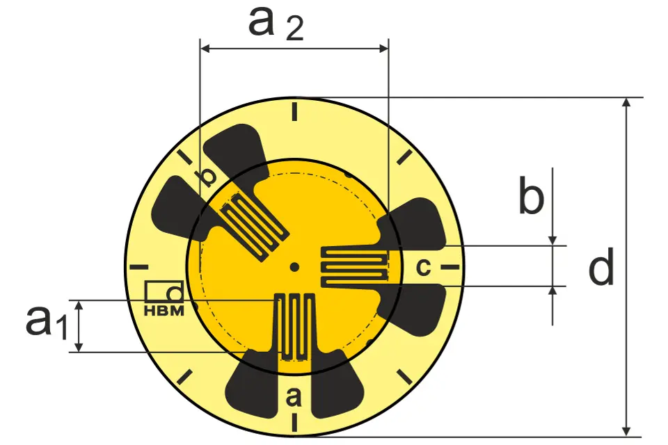Produktfoto 1 von HBM Messtechnik DMS 10/120 RY36, Rosetten-DMS für die SA, P\n: 1-RY36-10/120