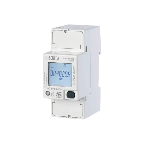 Produktfoto 1 von SENECA S502-80-MID, Energiezähler 80A einphasig 2 Drähte 2 DIN, certif. MID