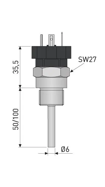 Produktfoto 1 von INOR 4002907604, Kompakter Sensor zum Einschrauben, G1/2, 50 mm