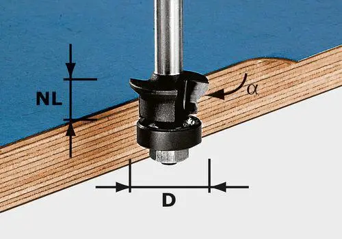 Produktfoto 1 von Festool 491026, Fase-Bündigfräser HW S8 D24/0° +45°