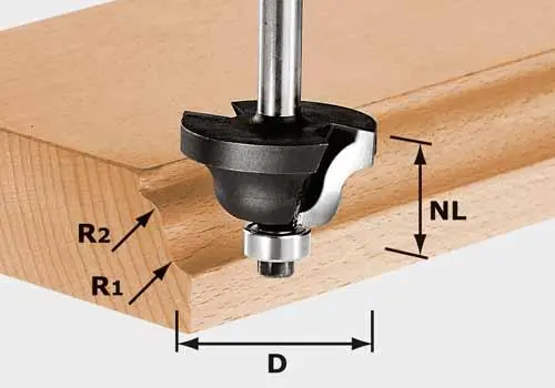 Produktfoto 1 von Festool 491029, Doppelradienfräser HW Schaft 8mm HW S8 D317/R4/R4