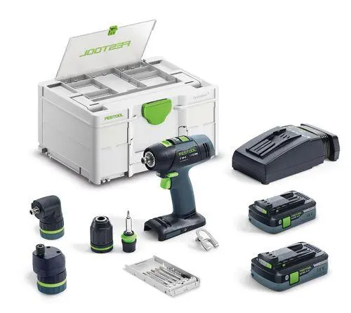 Produktfoto 1 von Festool 577609, Akku-Bohrschrauber T 18+3 HPC 40 I-Set mit Deckelfach