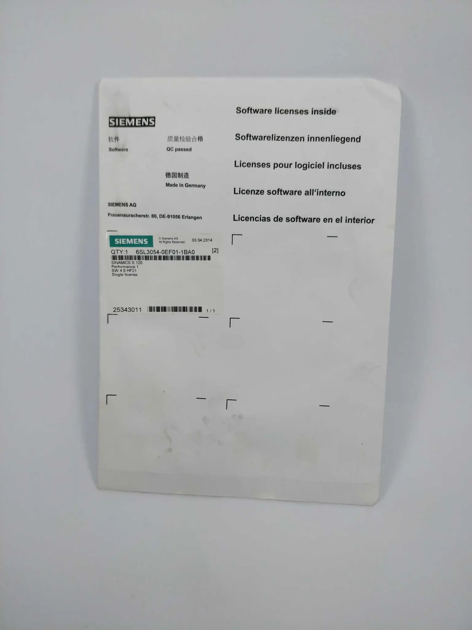 Produktfoto 1 von Siemens 6SL3054-0EF01-1BA0