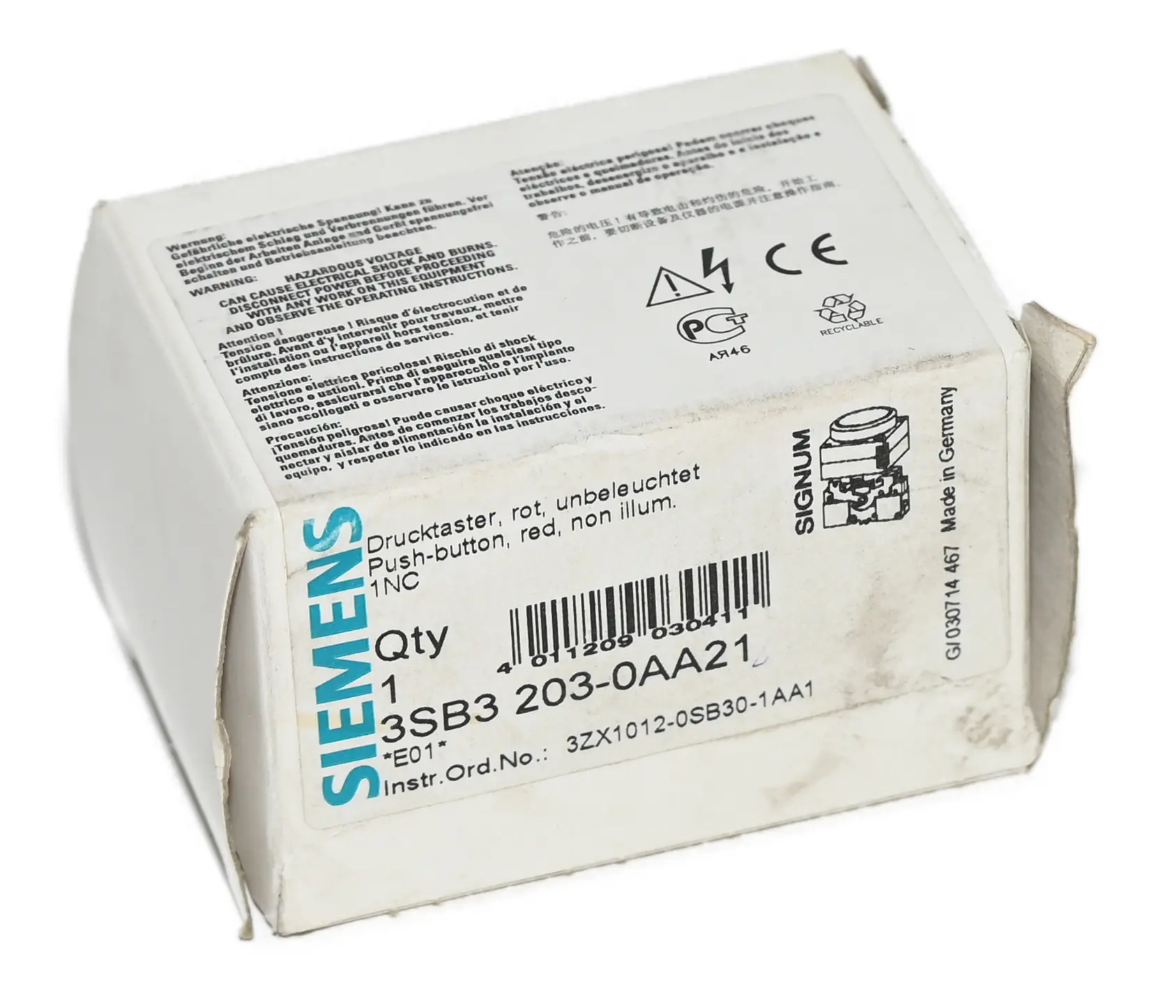 Produktfoto 1 von Siemens 3SB3203-0AA21 Drucktaster New open box