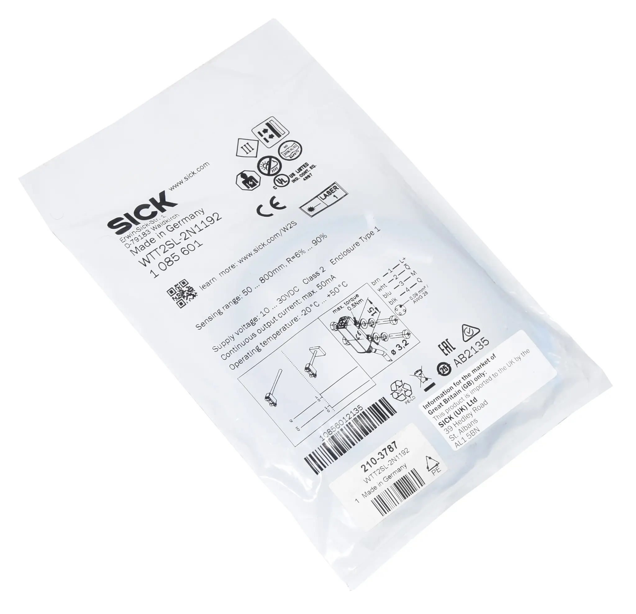 Produktfoto 1 von Sick WTT2SL-2N1192 1 085 601 PowerProx Kubisch Optischer Sensor New sealed
