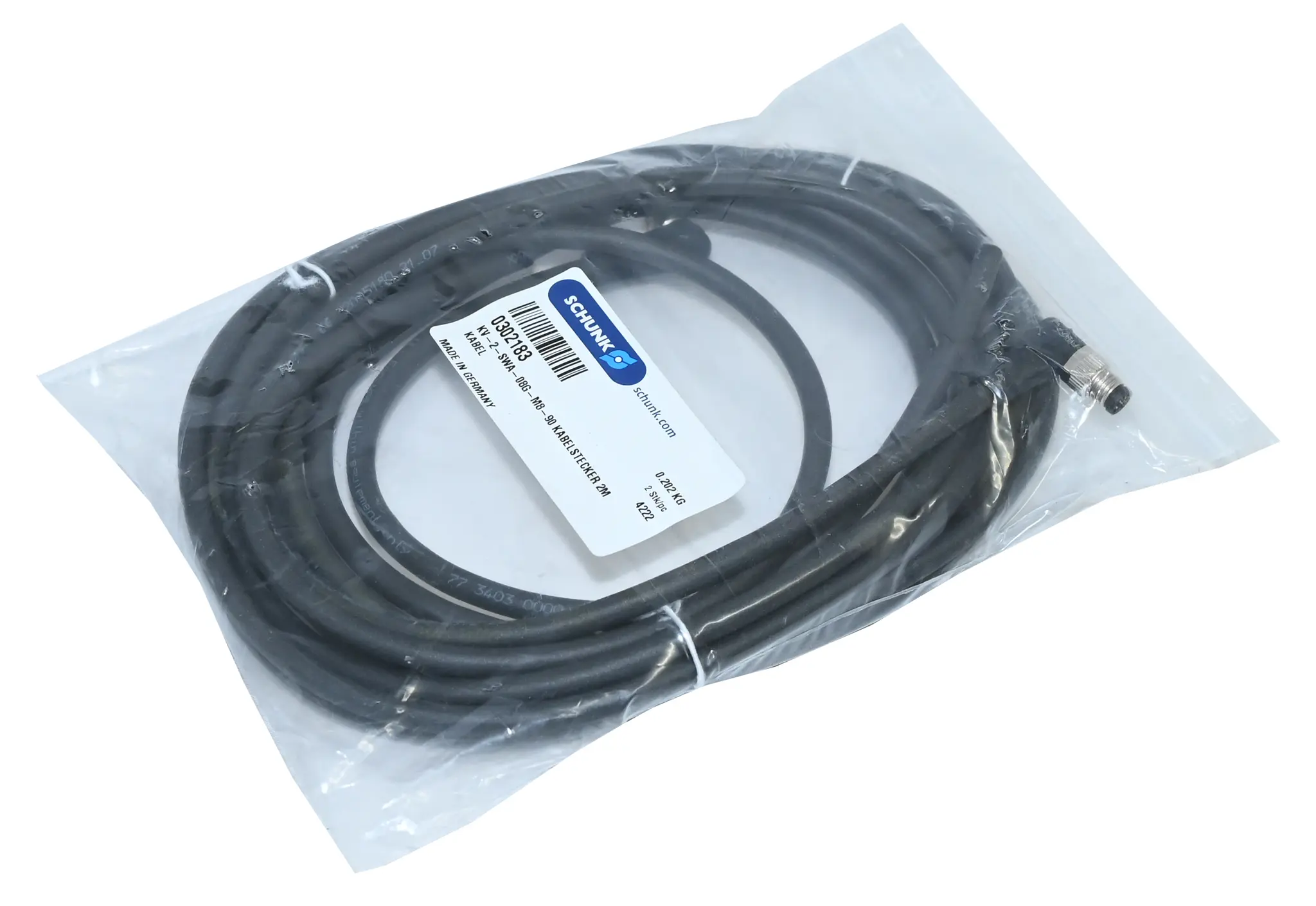 Produktfoto 1 von Schunk KV-2-SWA-08G-M8-90 0302183 2m Cable New