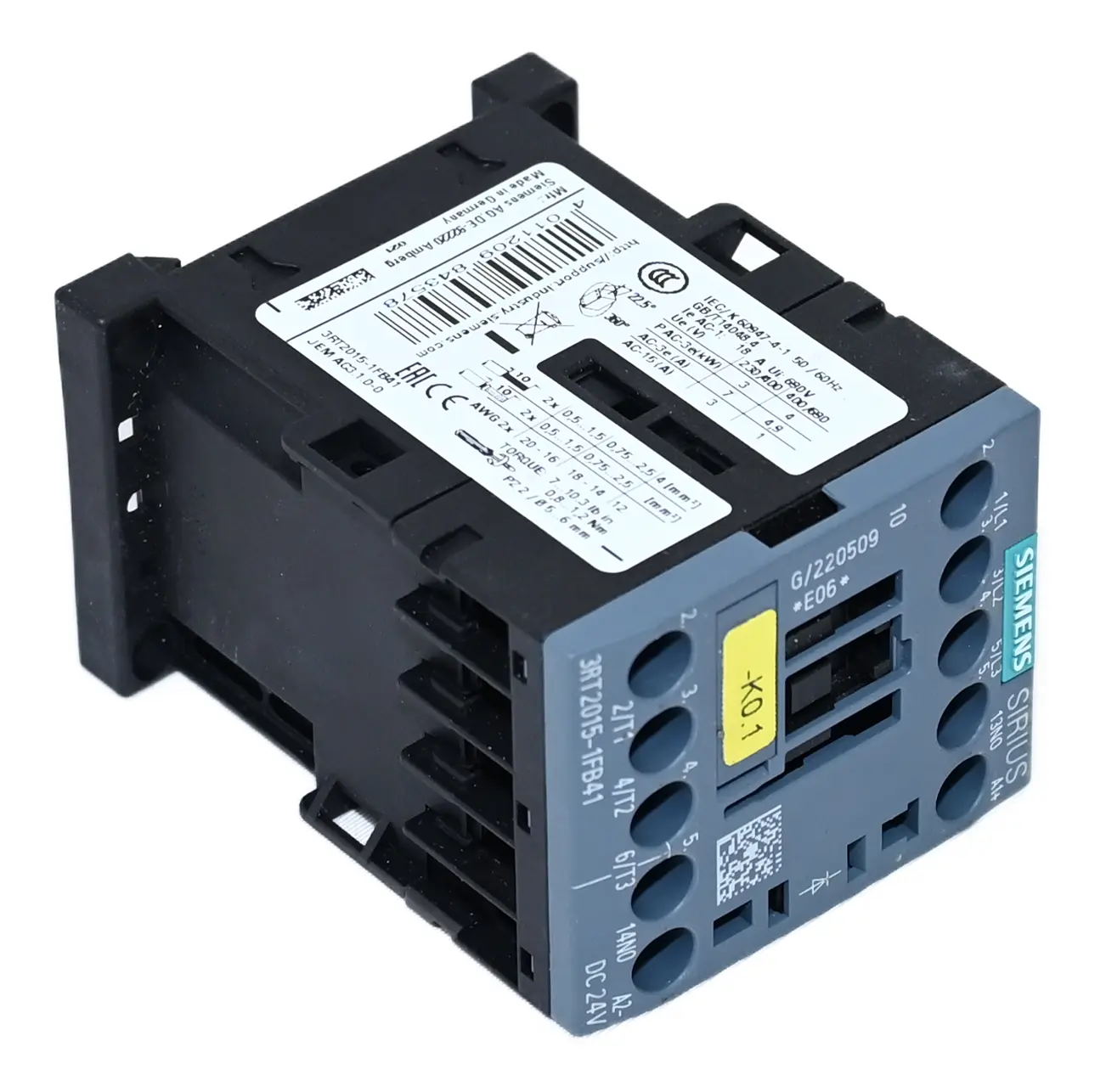Produktfoto 1 von Siemens 3RT2015-1FB41 Sirius 3RT2 015-1FB41 Power Contactor