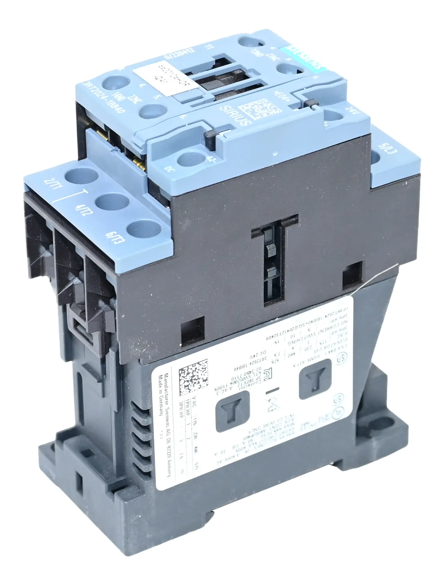 Produktfoto 1 von Siemens 3RT2024-1BB40 Sirius 3RT2 024-1BB40 Power Contactor
