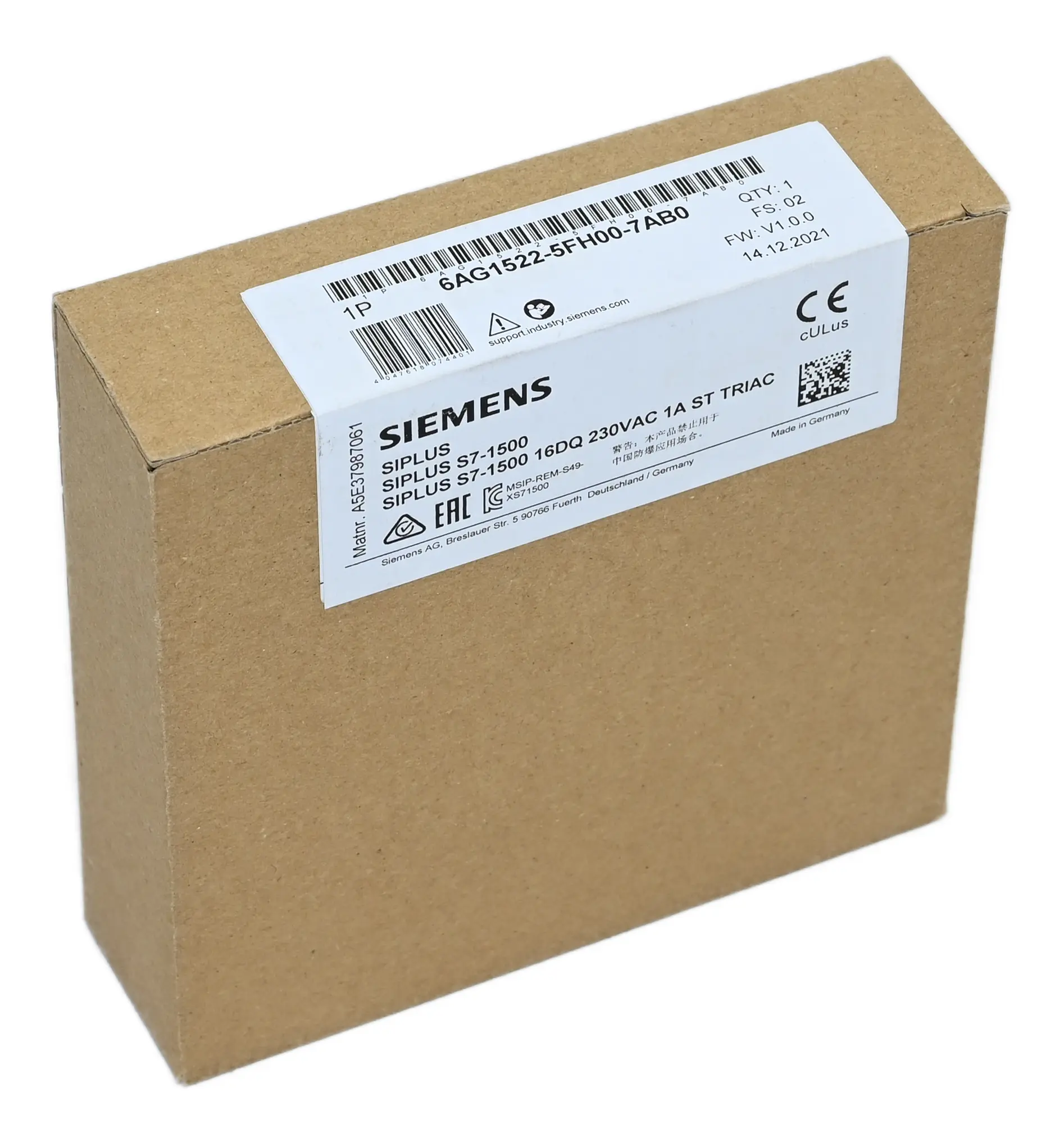 Produktfoto 1 von SIPLUS S7-1500 DQ 16x230VAC/1A ST (Triac) 35 mm -40 ... +70°C Startup -25 °C based on 6ES7522-5FH00-0AB0