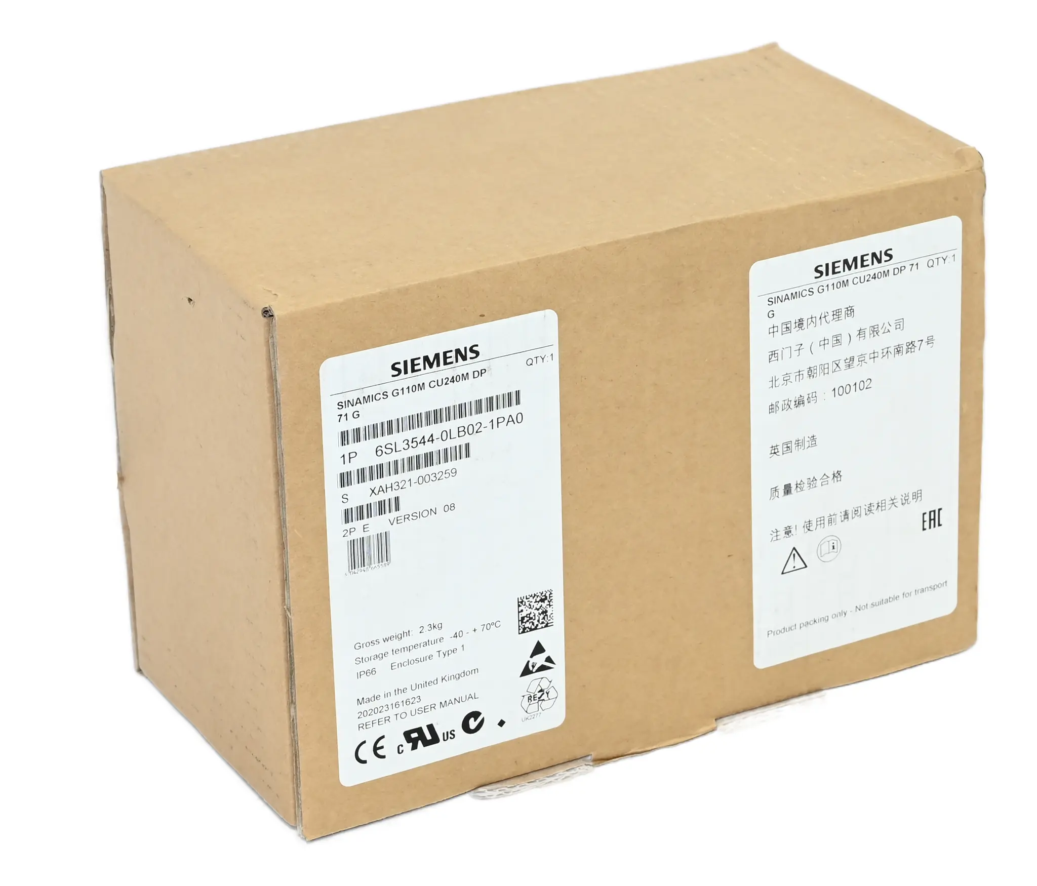 Produktfoto 1 von Siemens 6SL3544-0LB02-1PA0 Sinamics G110M CU240M New