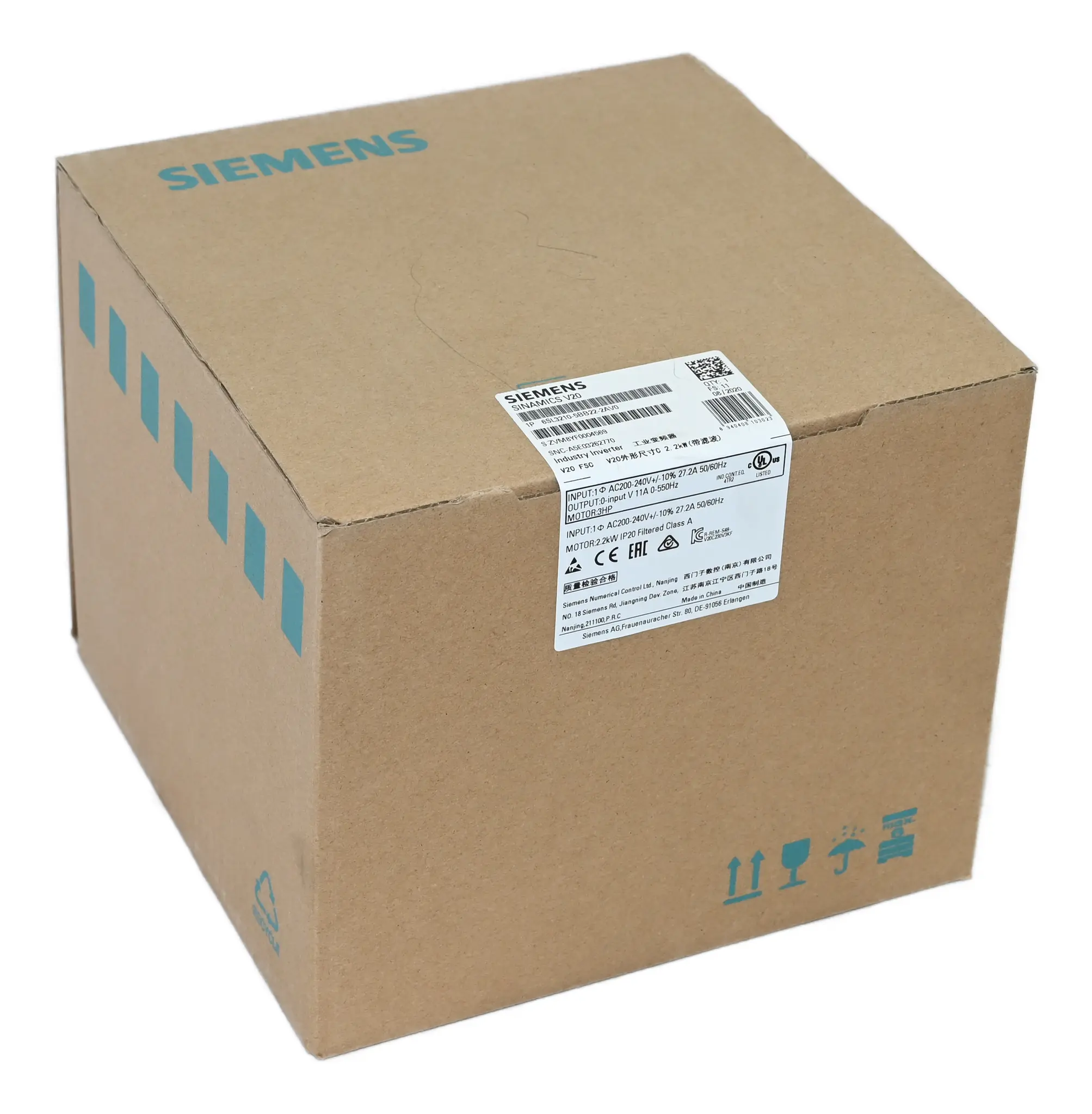 Produktfoto 1 von Siemens 6SL3210-5BB22-2AV0 Sinamics V20 6SL3 210-5BB22-2AV0 New sealed